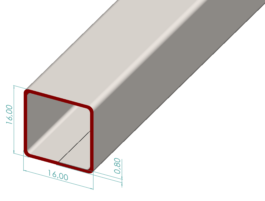 16x16x0,80 mm Kutu Profili