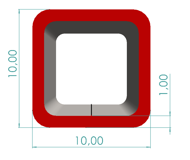 10x10x1,00 mm Kutu Profili