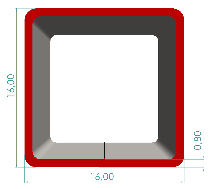 16x16x0,80 mm Kutu Profili