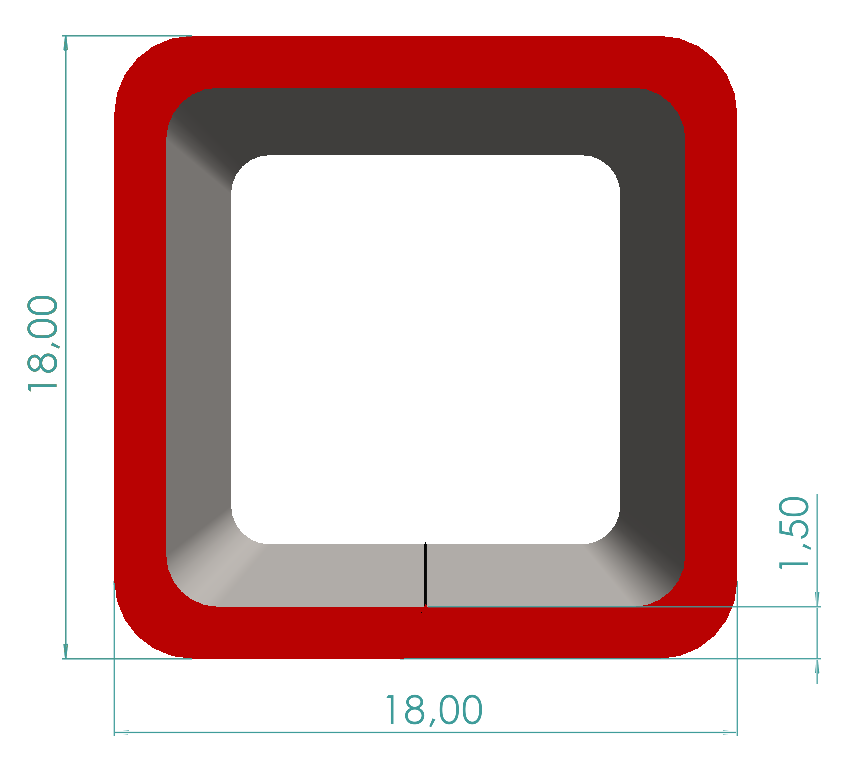 18x18x1,50 mm Kutu Profili