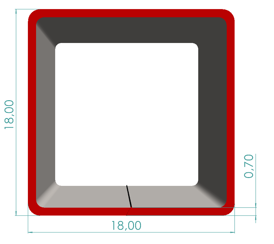 18x18x0,70 mm Kutu Profili