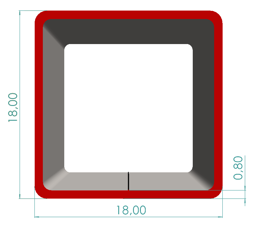 18x18x0,80 mm Kutu Profili