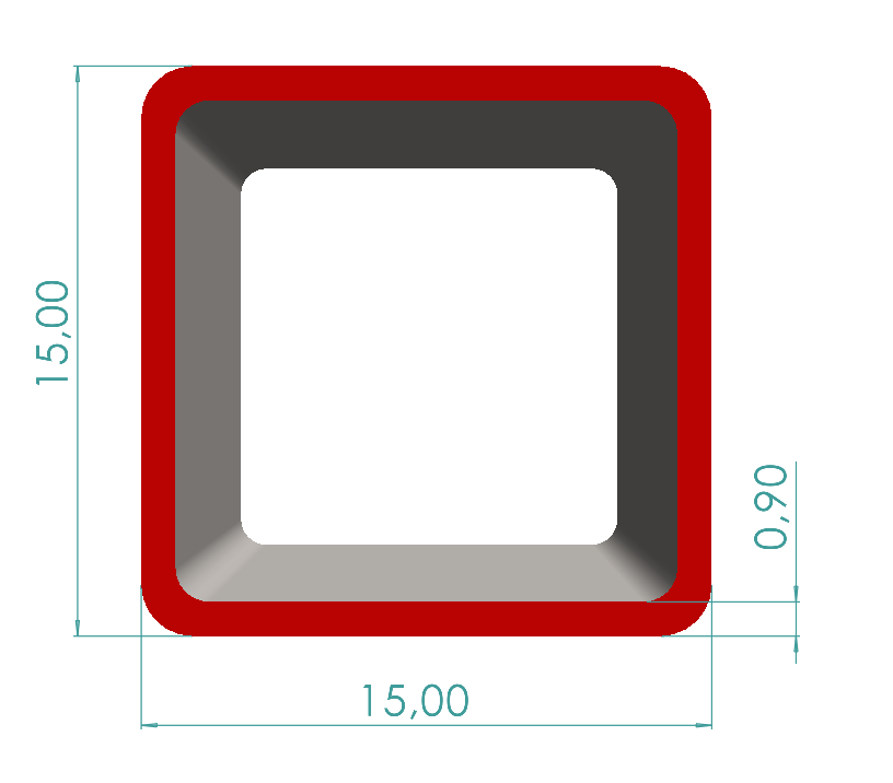 15x15x0,90 mm Kutu Profili