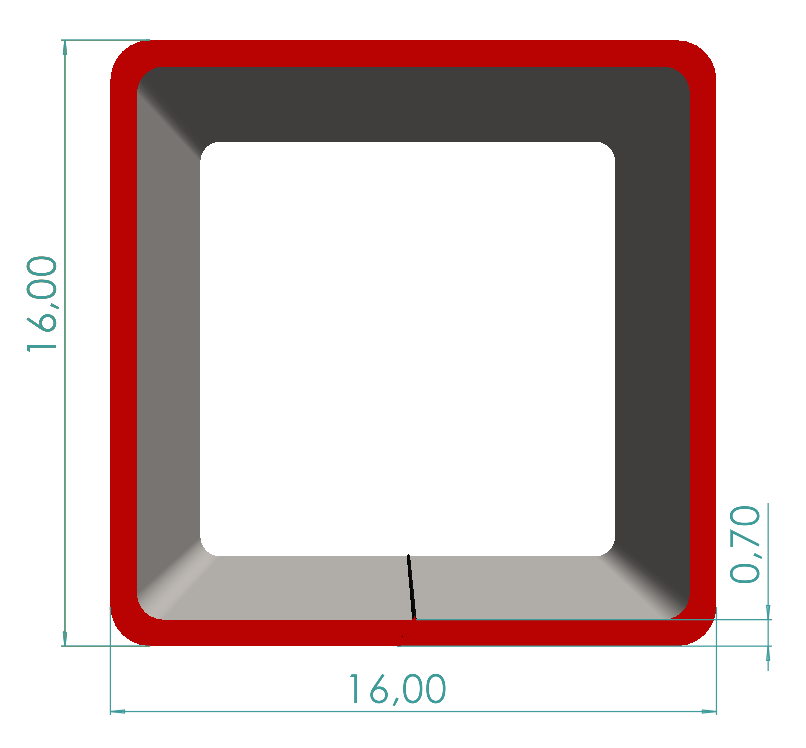 16x16x0,70 mm Kutu Profili
