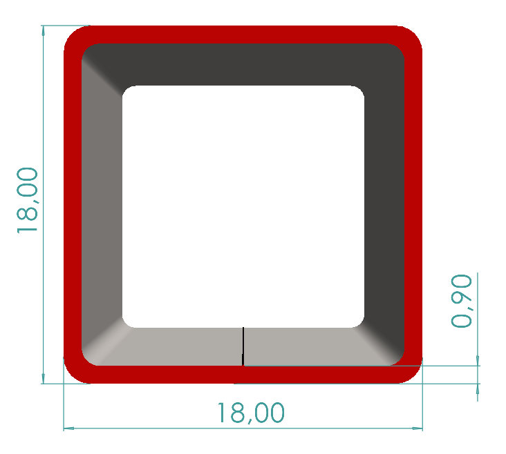 18x18x0,90 mm Kutu Profili