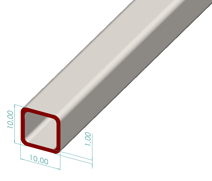 10x10x1,00 mm Kutu Profili