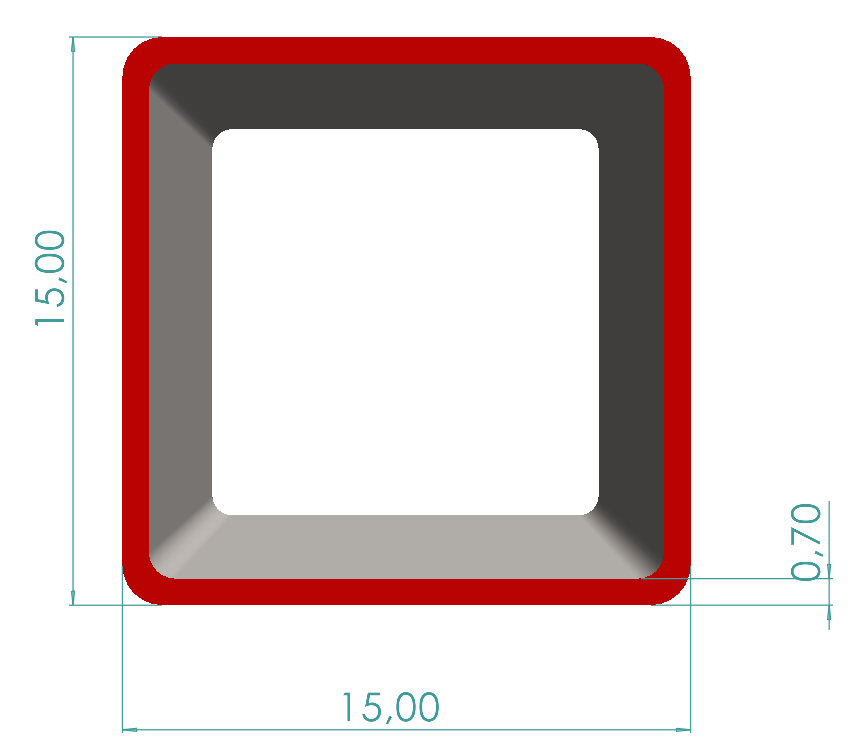 15x15x0,70 mm Kutu Profili
