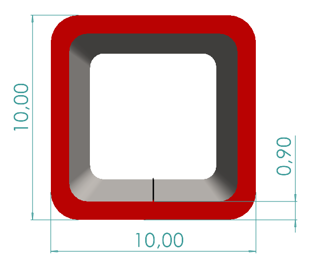 10x10x0,90 mm Kutu Profili