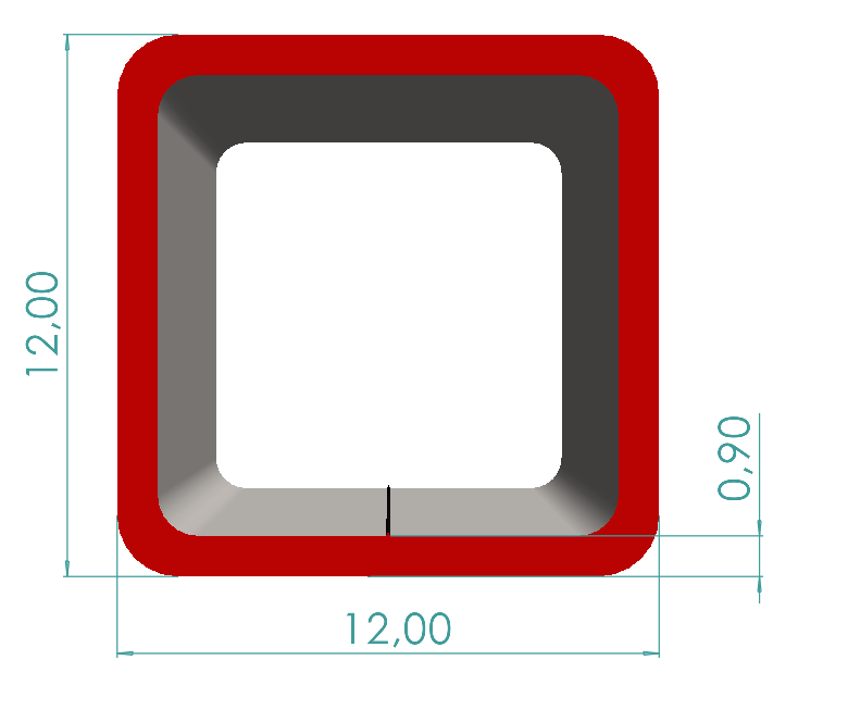 12x12x0,90 mm Kutu Profili