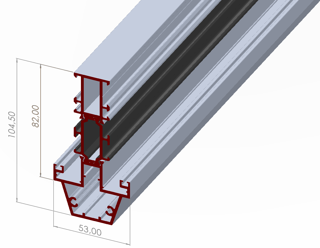 ALUMİNYUM PENCERE ORTA KAYIT PROFİLİ