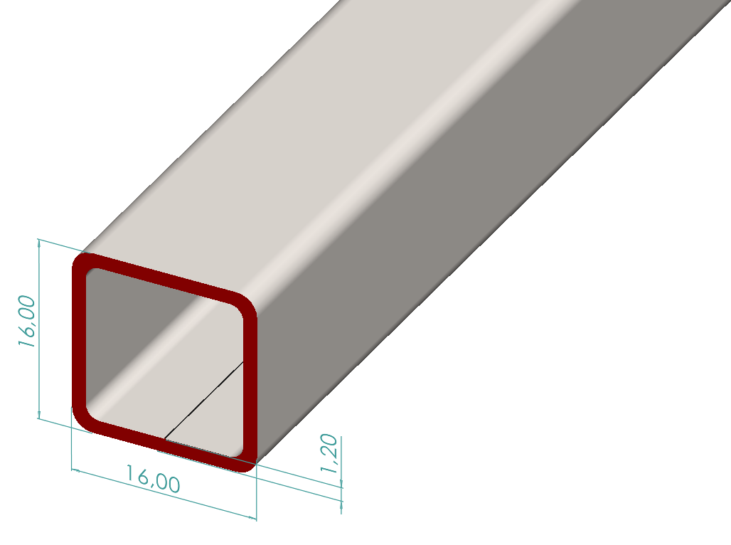 16x16x1,20 mm Kutu Profili