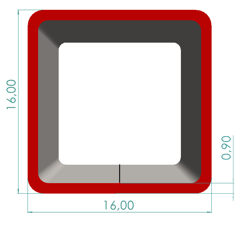 16x16x0,90 mm Kutu Profili