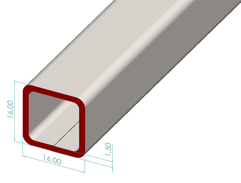16x16x1,50 mm Kutu Profili