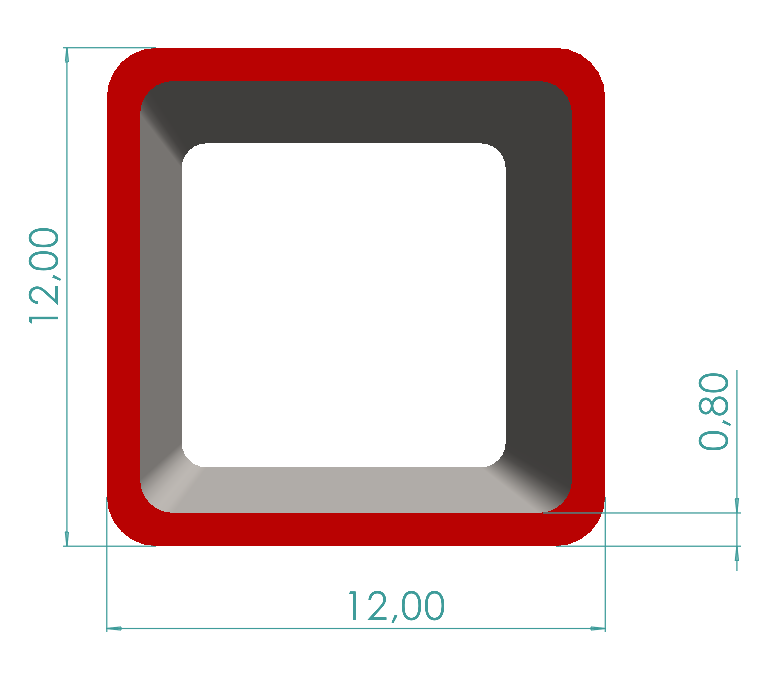 12x12x0,80 mm Kutu Profili
