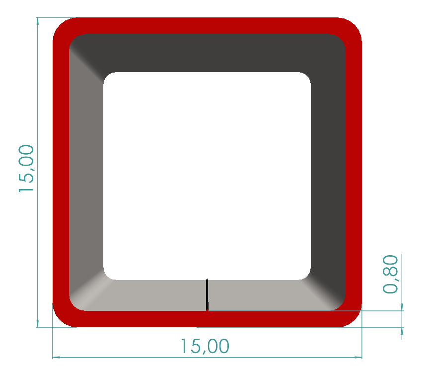 15x15x0,80 mm Kutu Profili