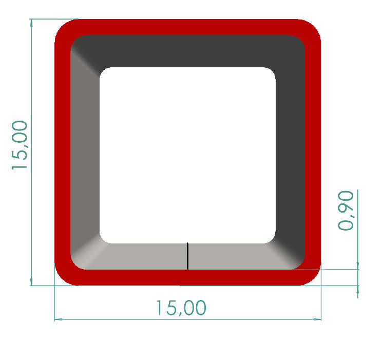 15x15x0,90 mm Kutu Profili