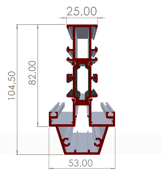 ALUMİNYUM PENCERE ORTA KAYIT PROFİLİ