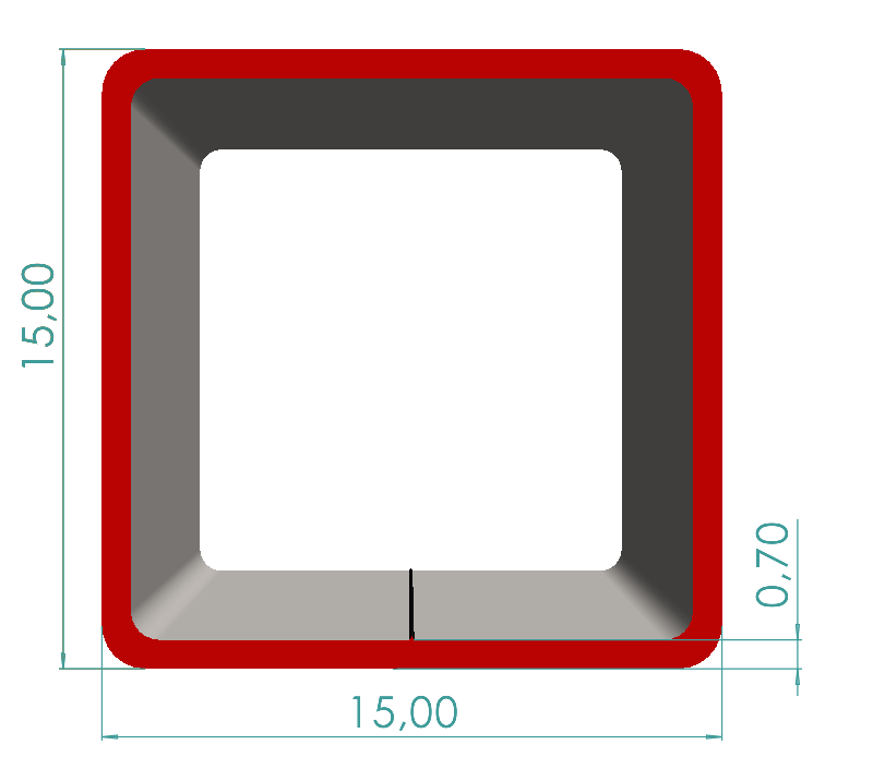 15x15x0,70 mm Kutu Profili