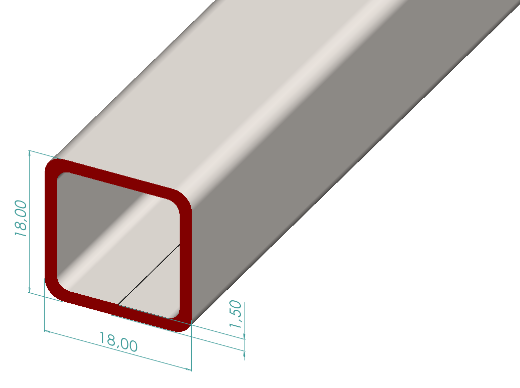 18x18x1,50 mm Kutu Profili