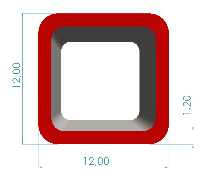 12x12x1,20 mm Kutu Profili